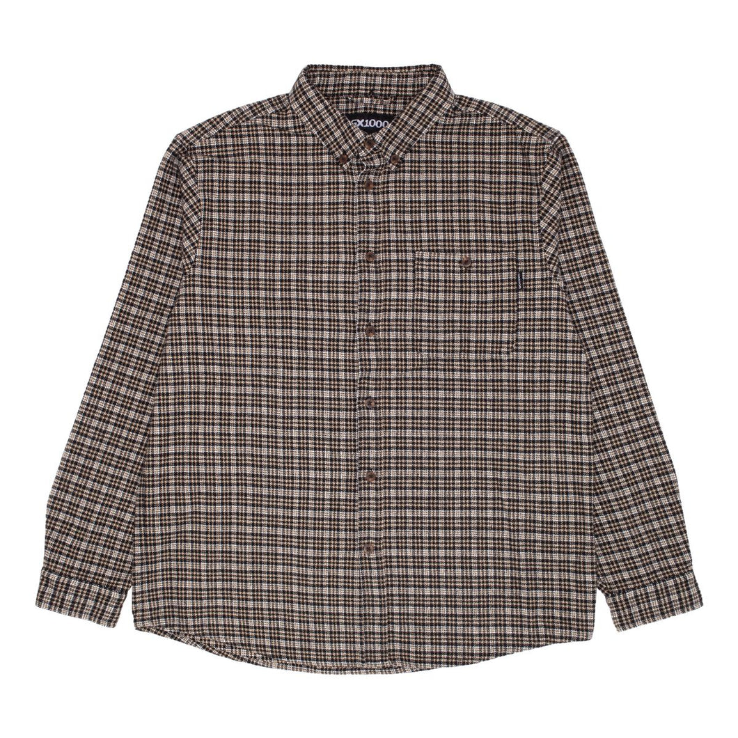 GX1000 - Long Sleeve Hounds Tooth Button Down Shirt beige